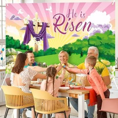 Large 72×44 Inch He is Risen Banner – Easter Decoration for All Spaces