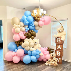 Baby Shower Boxes Party Decorations – 4 Wood Grain Brown Blocks with Baby Letter