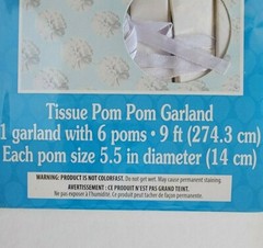 Tissue Decoration Set Pom Poms & Pom Pom Garland White New