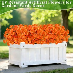 12 Bundles Artificial Flowers for Outdoors, UV 12 Bundles, Brown Orange