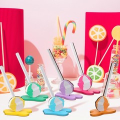 6 PCS Wooden Lollipop Table Centerpiece Sign Candyland Party Tiered Tray