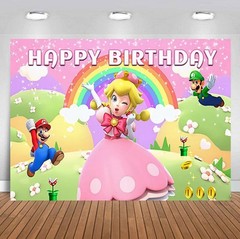 7PCS Set Princess Peach 5th Birthday Decoration Backdrop Big Foil B…