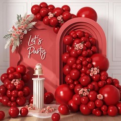 129pcs Ruby Red Balloon Arch Kit, Different Sizes 18 12 10 5 Inches Cherry Re…