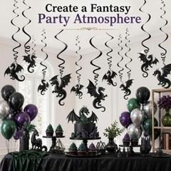 Lightweight Black Dragon Hanging Decorations – Ideal for Medieval Themed Parties