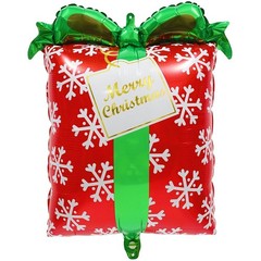 6PCS Christmas Gift Box Balloons Red Green Cube Snow Pattern Decor for Party
