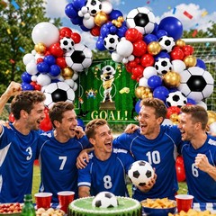 Soccer Party Decorations 161Pcs, Soccer Balloon Garland Arch Kit with Backdro…