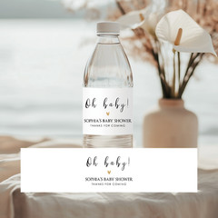 Oh Baby Water Bottle Label, Minimalist Baby Shower Water Labels – Golden Heart