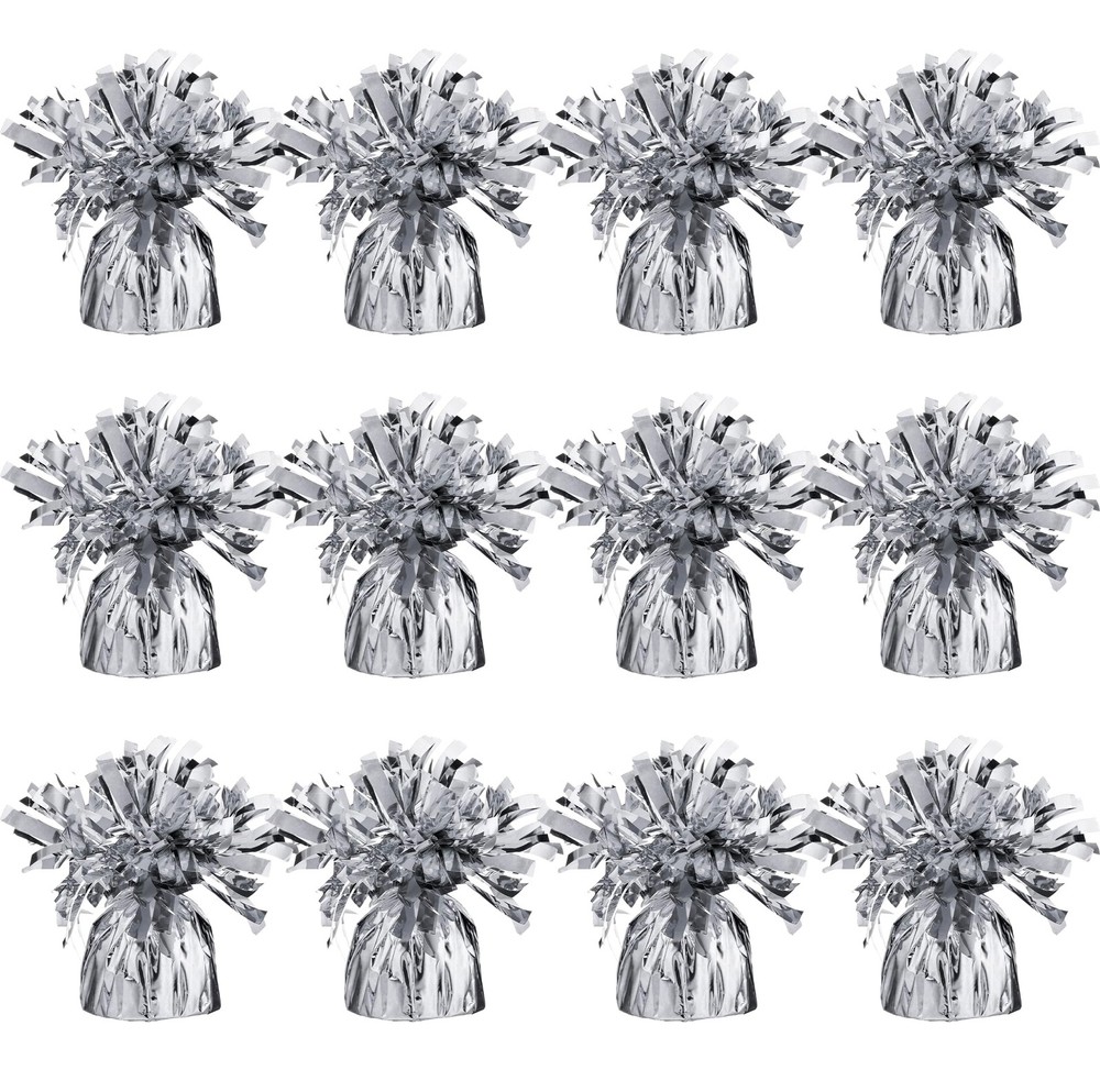 Silver Balloon Weights Metallic Foil Helium Balloon Party Decor 12 Pack