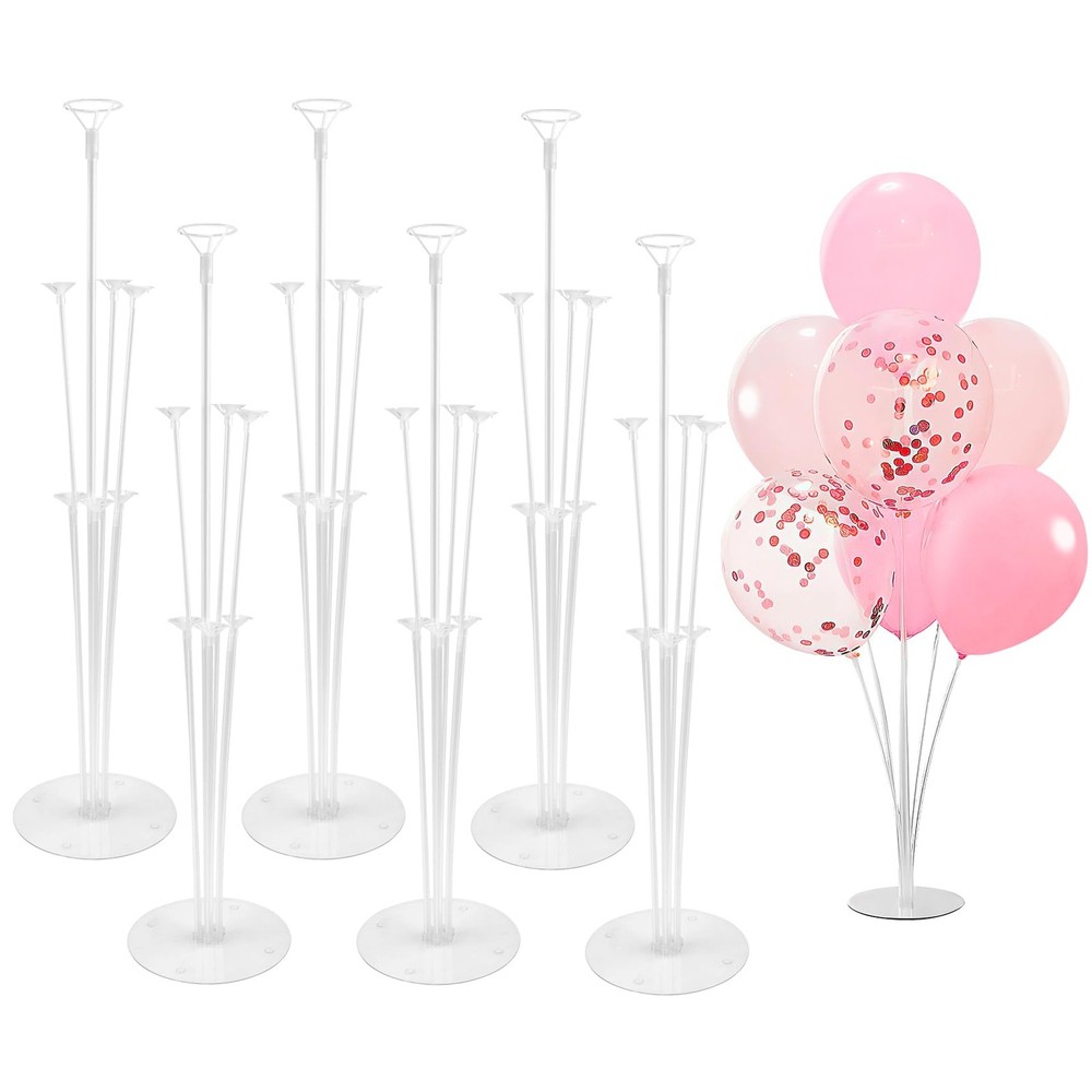 6 Sets Balloon Sticks with Base for Table Balloon Stand Balloon Stands with B…