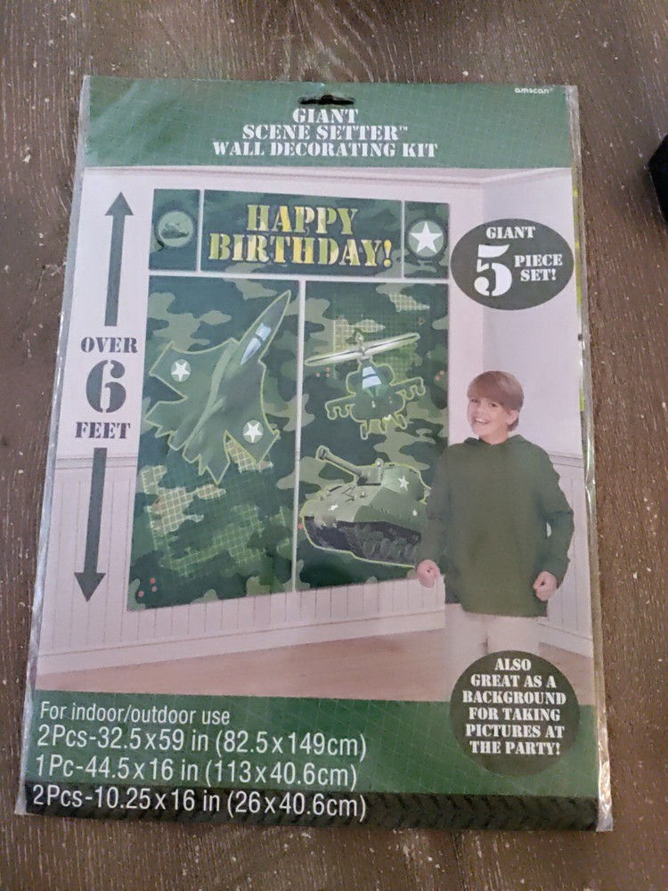 MILITARY CAMOUFLAGE WALL POSTER DECORATING KIT (5pc) ~ Birthday Party Supplies
