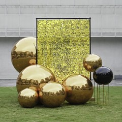 Yescom 2PCS 20″ Big Shiny Inflatable Mirror Ball Giant Reusable Hanging Gold