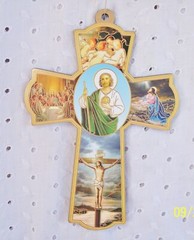 CROSS WOOD – VIRGIN MARY GUADALUPE – OR ST JUDE ITALIAN-FREE SHIPPING- U-CHOOSE