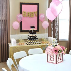 Baby Shower Boxes Decorations 4Pcs Wood Baby Blocks with Printed Baby Letter,…
