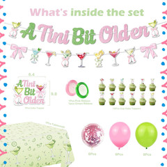 Martini Party Decorations Set for Adults, a Tini Bit Older Birthday Theme Kit wi
