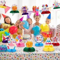NatNarr Birthday Table Decorations Happy Birthday Honeycomb Centerpieces | 12 PC