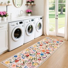 Runner Rug for Entryway: 2×6 Kitchen Rugs Non Slip 2′ x 6′ (Runner), Beige