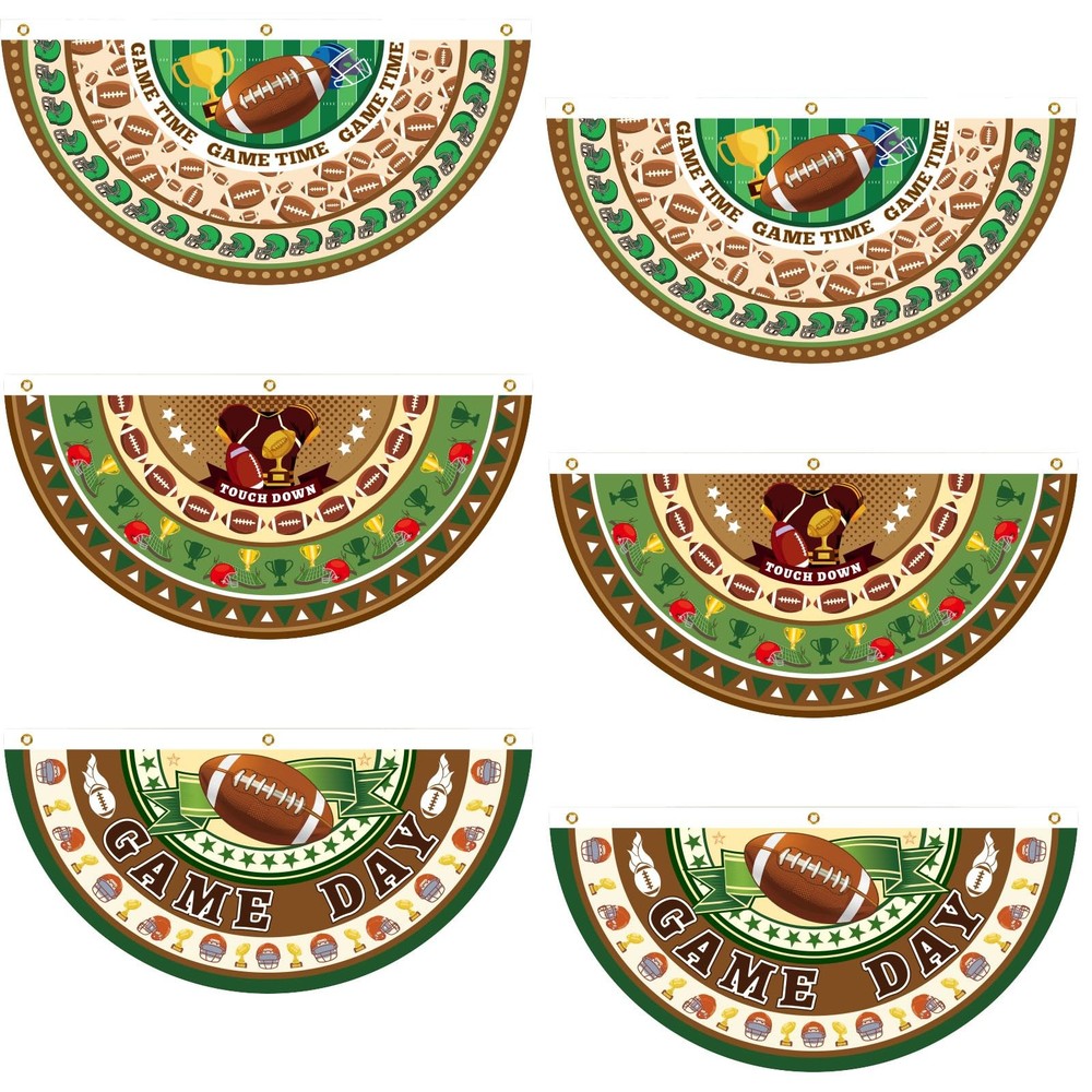 6pcs Football Buntings, Polyester Rugby Fan-Shaped Bunting Flags Banner Game …