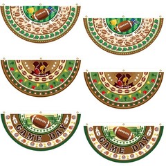 6pcs Football Buntings, Polyester Rugby Fan-Shaped Bunting Flags Banner Game …