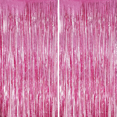 2 Pack Foil Fringe Backdrop – Pastel Rainbow Shiny Tinsel Curtains for Party Dec