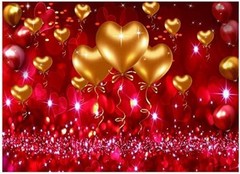 Elegant 7x5ft Valentine’s Day Backdrop Featuring Hearts and Balloons for Parties