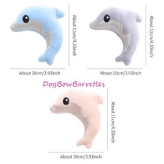 DogBowBarrettes 4.33″ dolphin plush party favor decor stuffed squeaky dog toy
