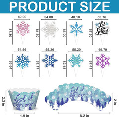 48PCS Snowflake Themed Birthday Party Decorations | 24PCS Cupcake Toppers & 24PC