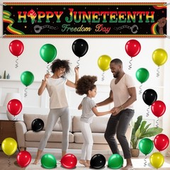 36 Pieces Happy Juneteenth Decoration Large Fabric June Black,green,yellow