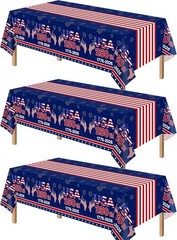 Vibrant 4th of July Table Decorations – 3 Patriotic Tablecloths (108 x 54 in)