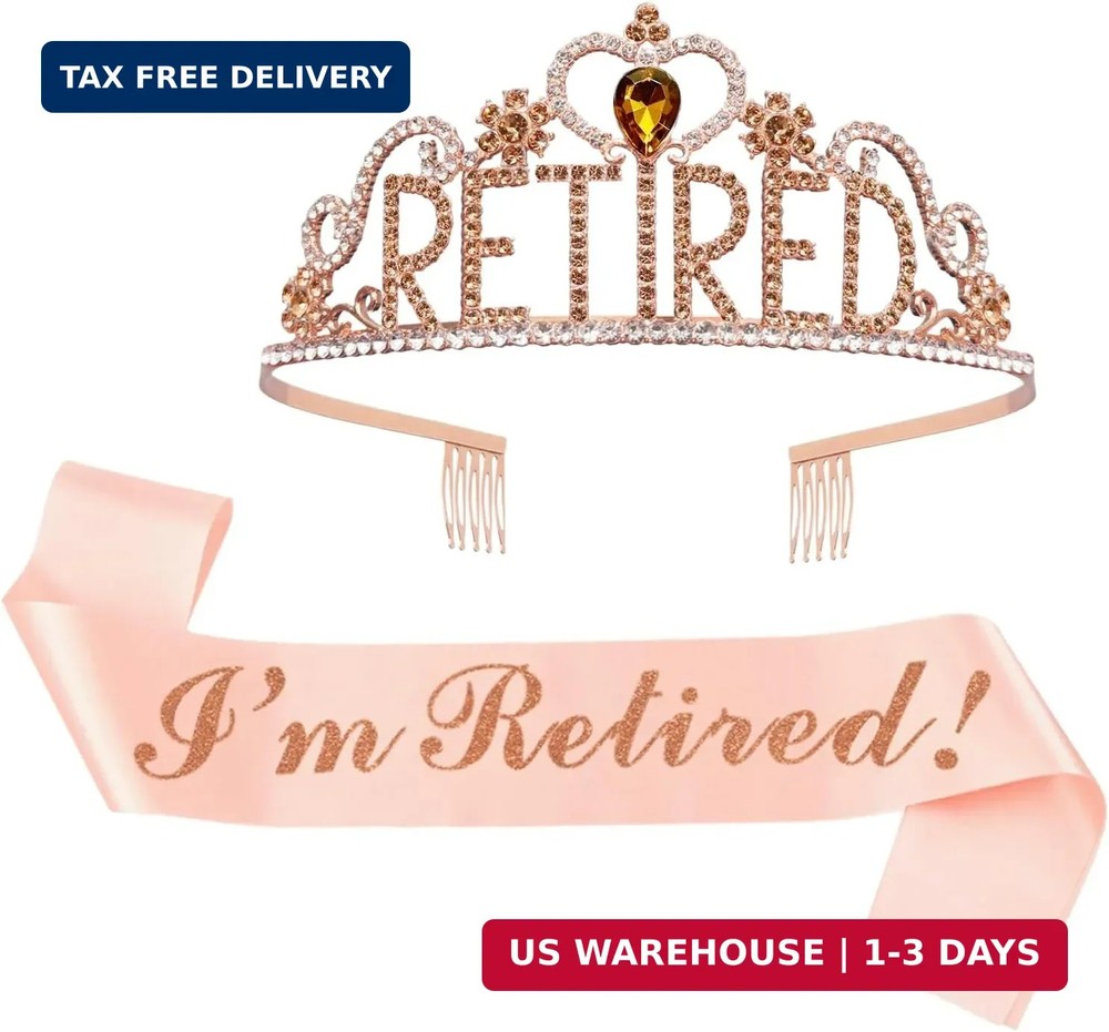 JETKONG Retirement Party Decorations Retired Tiara/Crown, Retired Sash for Women