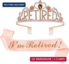 JETKONG Retirement Party Decorations Retired Tiara/Crown, Retired Sash for Women