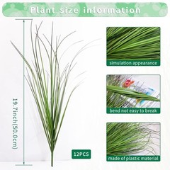 12Pcs Artificial Grass Plants, Faux Shrubs Wheat Grass, 12Pcs, Green Red Tail