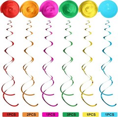 Tropical Themed Hanging Decorations – 30-Piece Luau Swirl Set for Fun Parties
