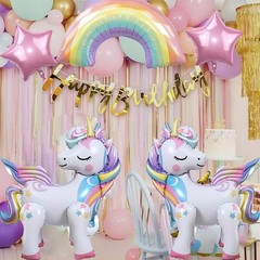 5 Pcs Self Standing Unicorn Balloons – 3D Rainbow and Star Foil Balloons for …