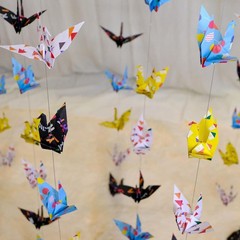 Colorful Paper Crane Hanging Garlands 3stringsX 5.2ft Origami Birds Streamers