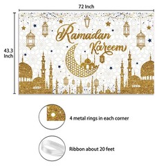 Ramadan Kareem Backdrop Banner, Mubarak Photo Background Banner for Islamic Rama