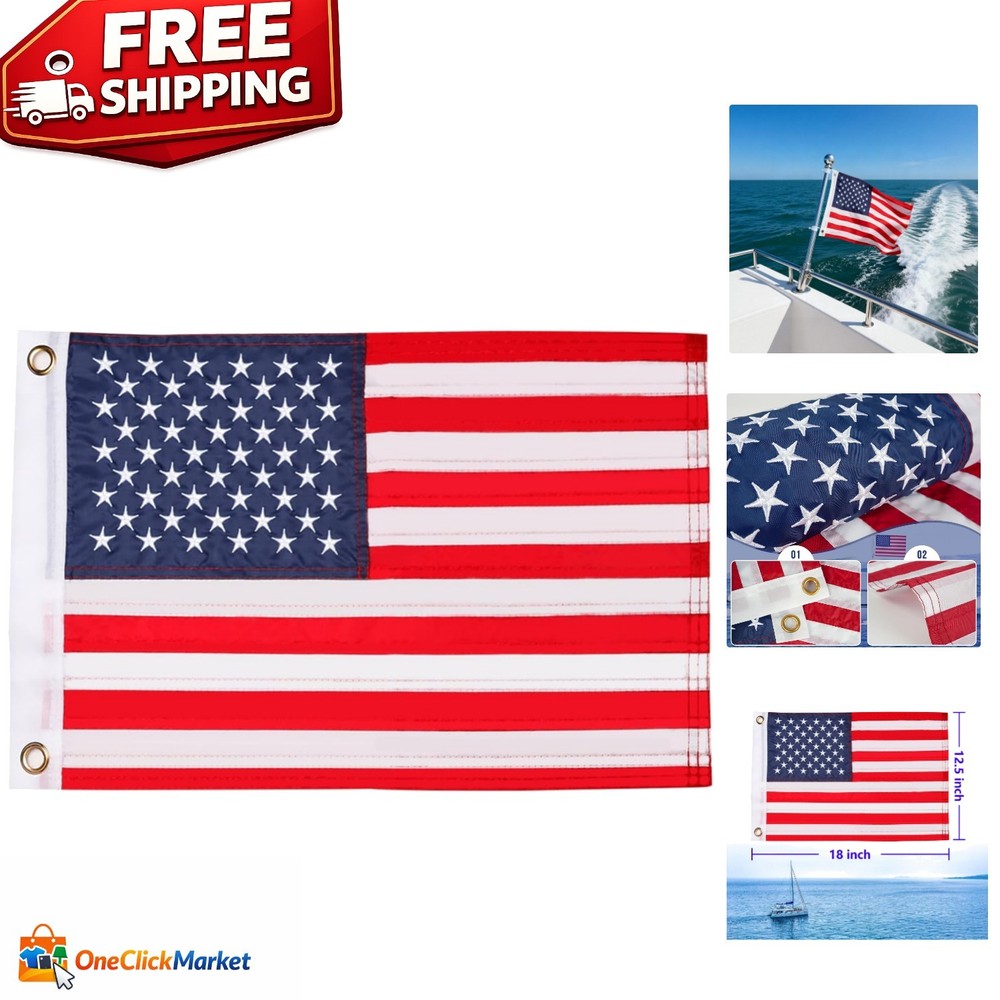 Weather-Resistant 12.5» x 18» American Flag – Celebrate Patriotism -Round