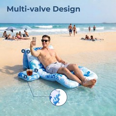 SpaceTime Pool Floats for Adults,Heavy-Duty Inflatable Float Raft Lounge with