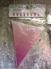 Party Decorations Banner Lot Silver & Ombré Pink & Lace Bows Pennant Flag Sign
