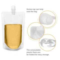 10x 100-500ml Plastic Stand Up Bag Booze Bottle Travel Festival Drink Pouch Beve
