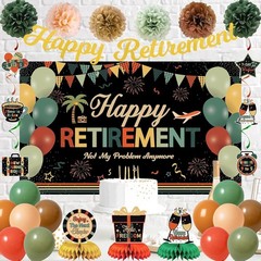 Complete Colorful Retirement Celebration Kit with Banner & Centerpieces – Unisex