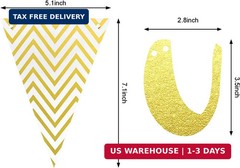 Outus Pre-strung Glitter Congratulations Banner Triangle Flag Banner with 12 Pie