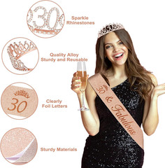 30Th Birthday Decorations for Her, 49Pcs Black Rose Gold Black Happy 30Th Birthd
