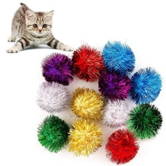 , 12 Pack 2 Inch Glitter Tinsel Sparkle Fuzzy Balls Pom Poms Ball for DIY Cra…