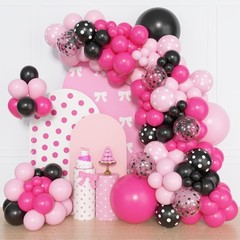 153pcs Pink Black Balloon Garland Arch Kit, Different Sizes 18 12 10 5 inch P…