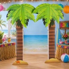 Tropical Palms Freestanding 3D Cardboard Trees Archway Beach Decor 7.5-Ft H #886