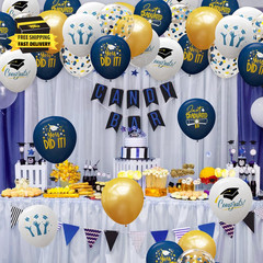 2026 Graduation Party Decorations, 68Pcs Graduation Balloons Blue and Gold Grad
