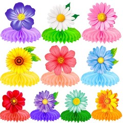 10 PCS Summer Flower Honeycomb Centerpieces Multicolor Sunflower Daisy Decor