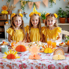 9PCS Boho Sun Honeycomb Centerpieces Boho Rainbow Party Decorations First Trip a