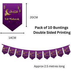 Eid Mubarak Bunting | Decoration – Purple Bunting | Wall Decorations | Islamic E