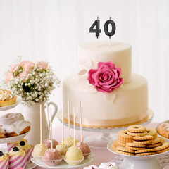 40Th & 4Th Birthday Candles Number Candles Cake Topper Decoration for Birthday W